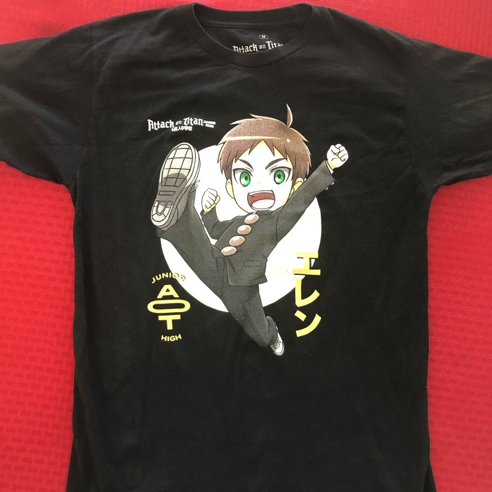FUNIMATION "ATTACK ON TITAN" Junior High TEE SIZE M Black Unisex Short Sleeve